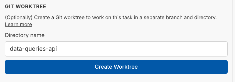 AgentKanban create git worktree