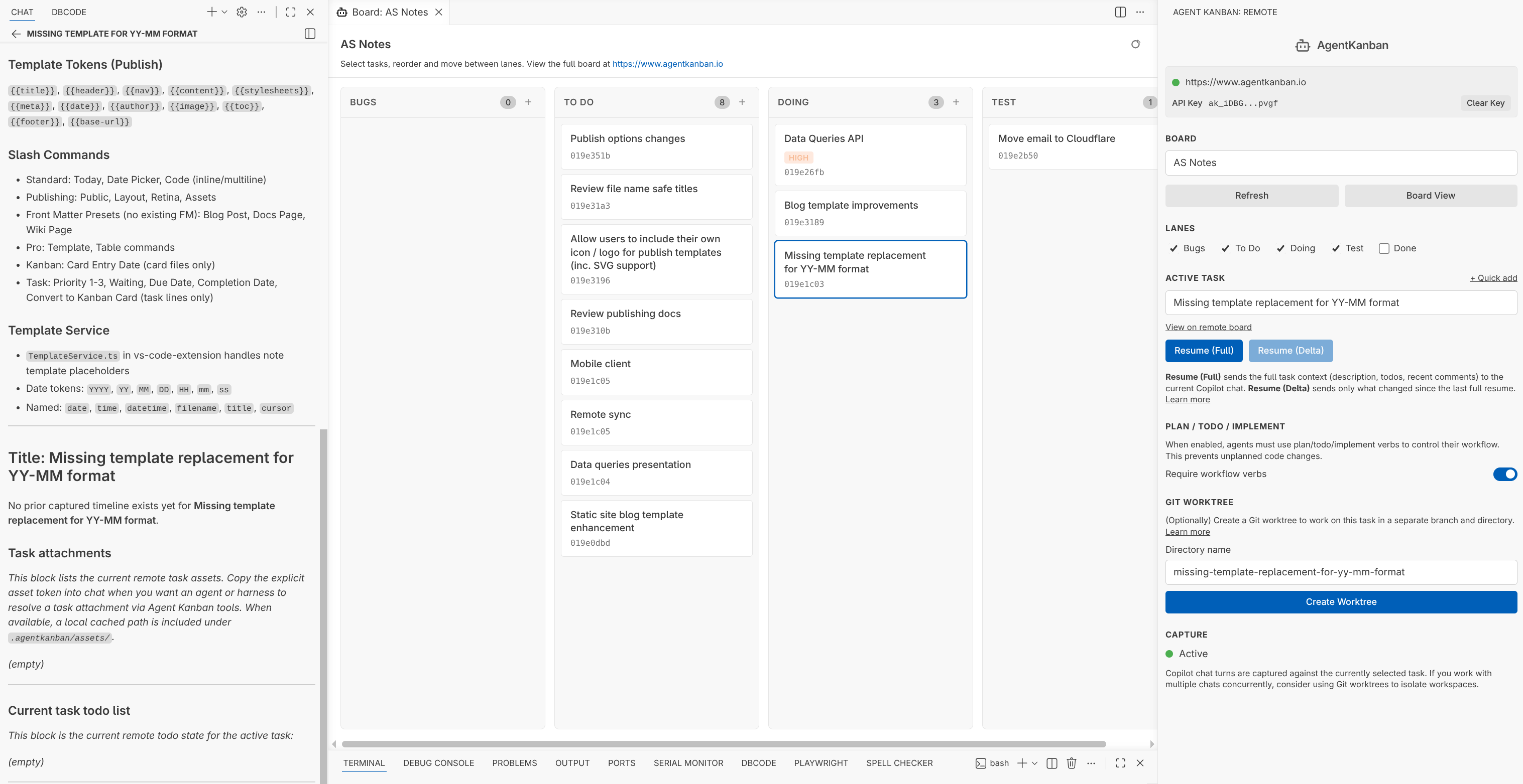 VS Code extension board view